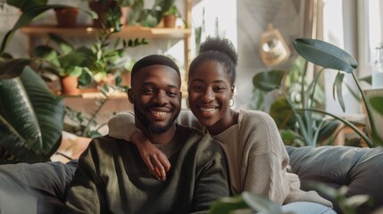 Canvas Print - The couple in cozy home