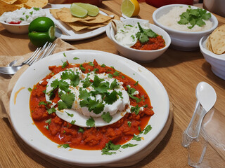 Chiles En Nogada Mexican Dish With Garnishments