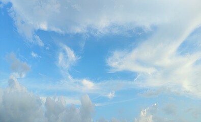 View of clouds as a designed, blue sky with clouds, clear cloudy sky and atmosphere 