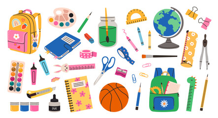 Set of school stationery. Knowledge day