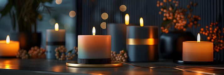 Wall Mural - A group of candles sitting on top of a table, perfect for decoration or photography setup