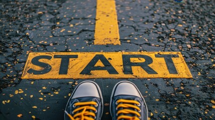 The start line on asphalt