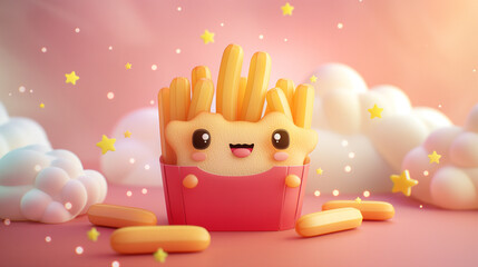 cute smiling fries