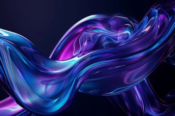 Wall Mural - Abstract fluid holographic neon color background