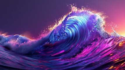 Wall Mural - Big Neon Wave Background