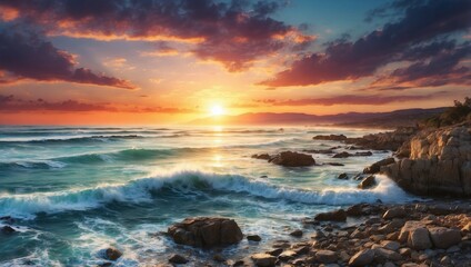 Wall Mural - sunset on the sea