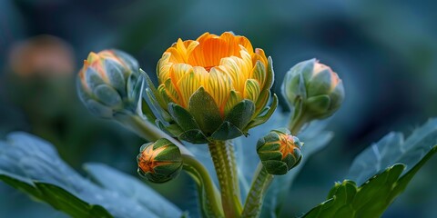 Sticker - Beautiful orange chrysanthemum flower in the garden.