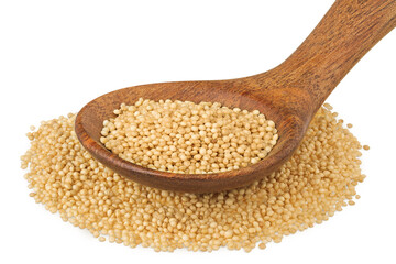 Wall Mural - Amaranth grain seeds in wooden spoon isolated on white background