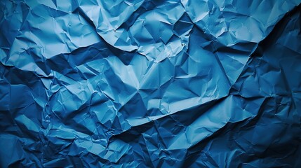 Wall Mural - Blank blue crumpled wrinkled paper background