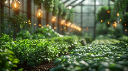 Smart Greenhouse with Climate Control: Capture a smart greenhouse equipped with automated climate control systems, maintaining optimal growing conditions for various crops.