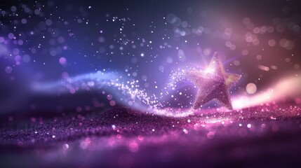 Magical sparkling star dust in a vibrant swirl creating a mesmerizing cosmic effect in shades of purple and pink.