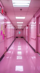 Wall Mural - Pink hallway with pink walls and pink doors