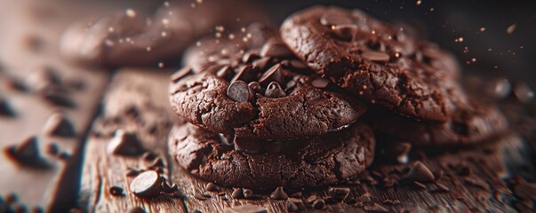 Irresistible chocolate cookies dotted with decadent chocolate drops, ideal for dessert lovers.