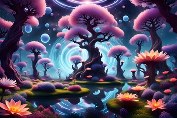 Canvas Print - Magical forest in ai