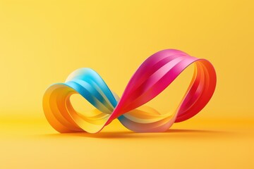 Poster - Vibrant abstract swirled forms against sunny backdrop. Simplified three-dimensional silhouettes