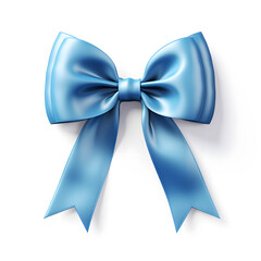 Blue silky bow isolated on white background
