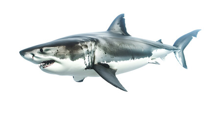 Wall Mural - Huge white shark isolated on white background