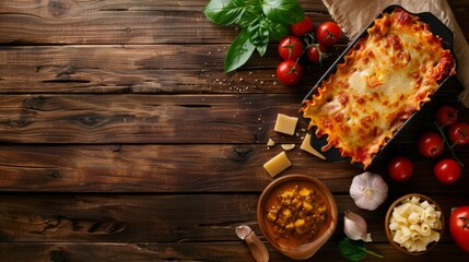 national lasagna background concept with copy space