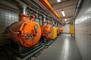 Aufkleber - modern boiler room with gas boilers, industrial heating.