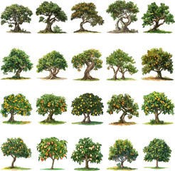 TREE SET IN COLOR STYLE, MANGGO TREE SET IN COLOR STYLE