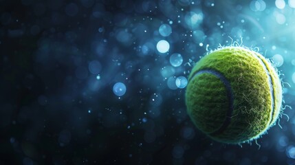 Wall Mural - Tennis Ball Suspended in a Blue Haze