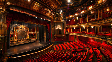 Sticker - The auditorium is spacious and well-lit, with plush red velvet seats and ornate gold detailing