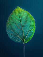 Wall Mural - Close-up of a green leaf with visible veins and texture.