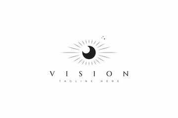 Sticker - Elegant Minimalist Sun and Moon Vision Logo Design Esoteric