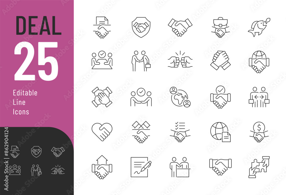 Deal Editable Icons set. Vector illustration in modern thin line style ...
