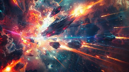 Space Battle with Starships and Lasers