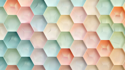 Wall Mural - Geometric background with hexagonal patterns in pastel colors