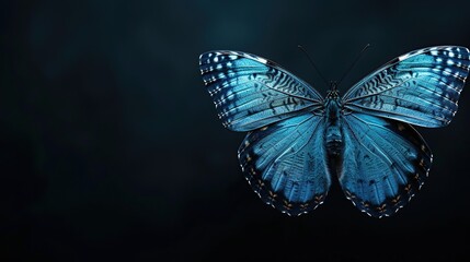 Wall Mural - A Blue Morpho Butterfly with Its Wings Spread Wide