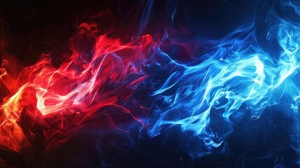 Poster - Dynamic blue and red light streaks on a chaotic background for concepts of motion