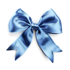 Wall Mural - Blue silky bow isolated on white background