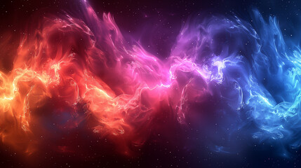 Wall Mural - A dynamic blend of fiery red, purple, and blue nebulae intertwined against a star-speckled cosmic background.