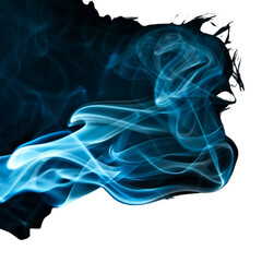 Wall Mural - A blue smoke trail with a white background