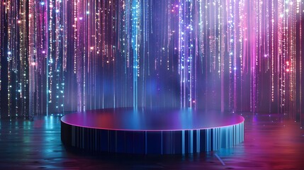Stage podium with lighting, Stage Podium Scene with for Award Ceremony on blue Background.