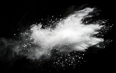 white powder explosion against a black background