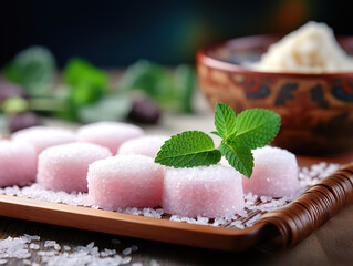 Wall Mural - Attractive Colored japanese ice cream mochi in rice dough