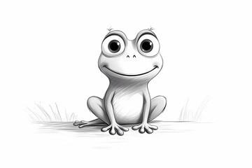 Wall Mural - a cute frog, pencil drawing work
