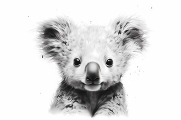 Sticker - a cute koala, pencil drawing work
