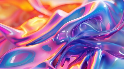 Wall Mural - abstract colorful wavy liquid background realistic 3d render