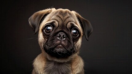 Wall Mural - adorable pug puppy with soulful eyes and a heartmelting expression studio pet photography