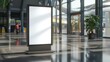 © Bijac - blank vertical billboard mockup at airport with copy space for advertisement or media content commercial marketing concept digital 3d illustration