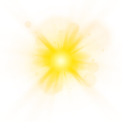 Poster - Sun light with glare. Golden flash png. Sun rays png. Vector illustration for perfect effect with sparkles.	