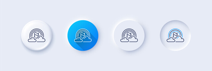 Poster - lgbt line icon. neumorphic, blue gradient, 3d pin buttons. pride flag with rainbow sign. gender dive