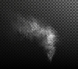 Wall Mural - Vector isolated smoke PNG. White smoke texture on a transparent black background. Special effect of steam, smoke, fog, clouds.	
