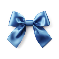 Wall Mural - Blue silky bow isolated on white background
