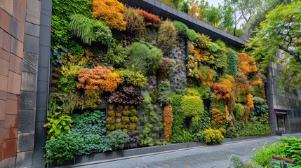 Wall Mural - Vibrant Green Wall in Urban Landscape