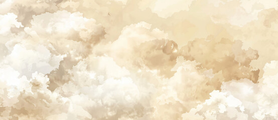 Poster - Beige watercolor background with a soft cloud texture